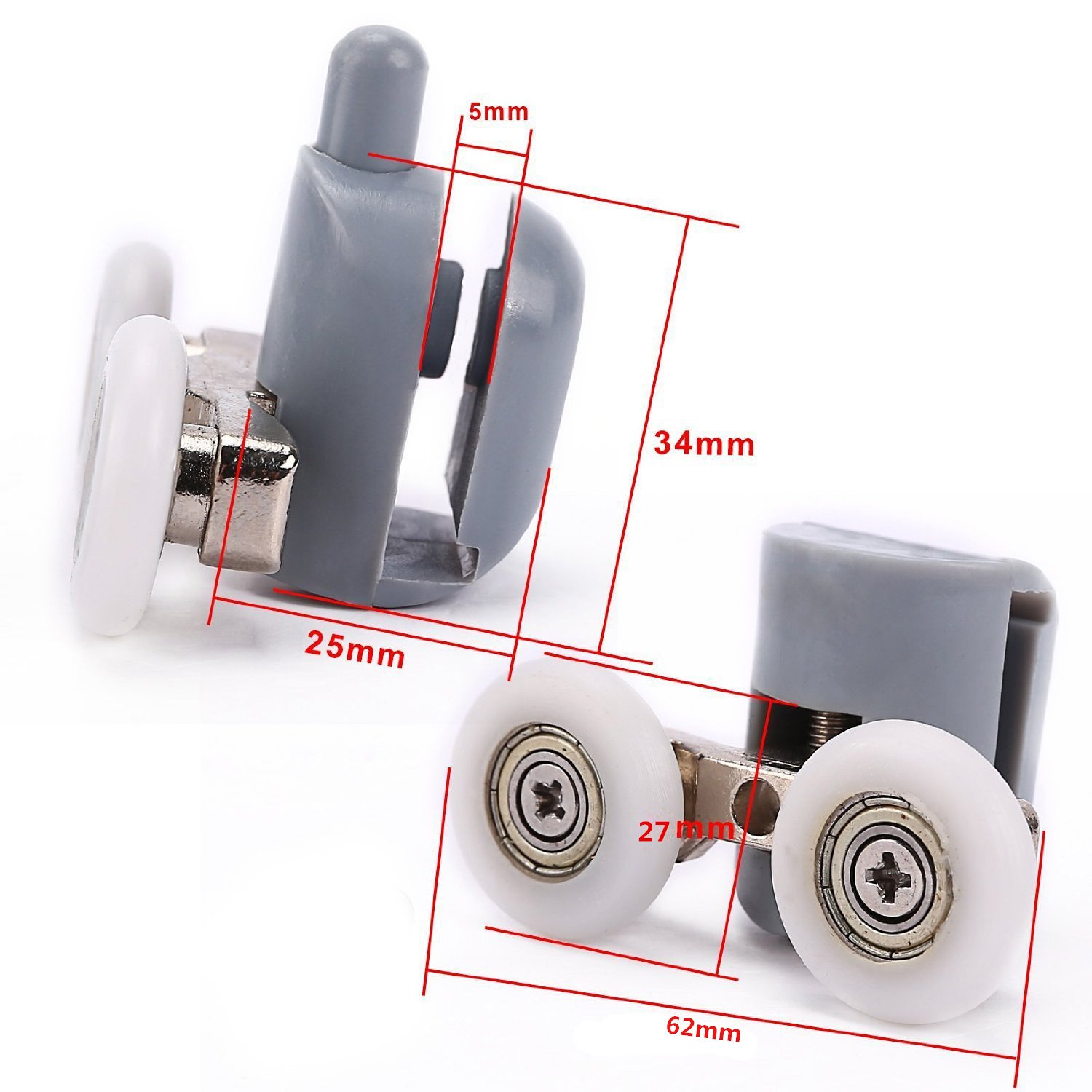 Rodamientos dobles para mamparas de ducha, Lance Home 27mm de diámetro, piezas de repuesto para ruedas de baño, 8 unidades