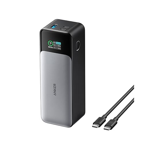 Anker 737 Gen 2 Power Bank, 24000mAh, Carregador Portátil para Laptop, 3-Portas 140W, Display Digital Inteligente, Compatível com iPhone,Samsung, Xiaomi, MacBook,Vision Pro, Dell,Asus e mais,Preto
