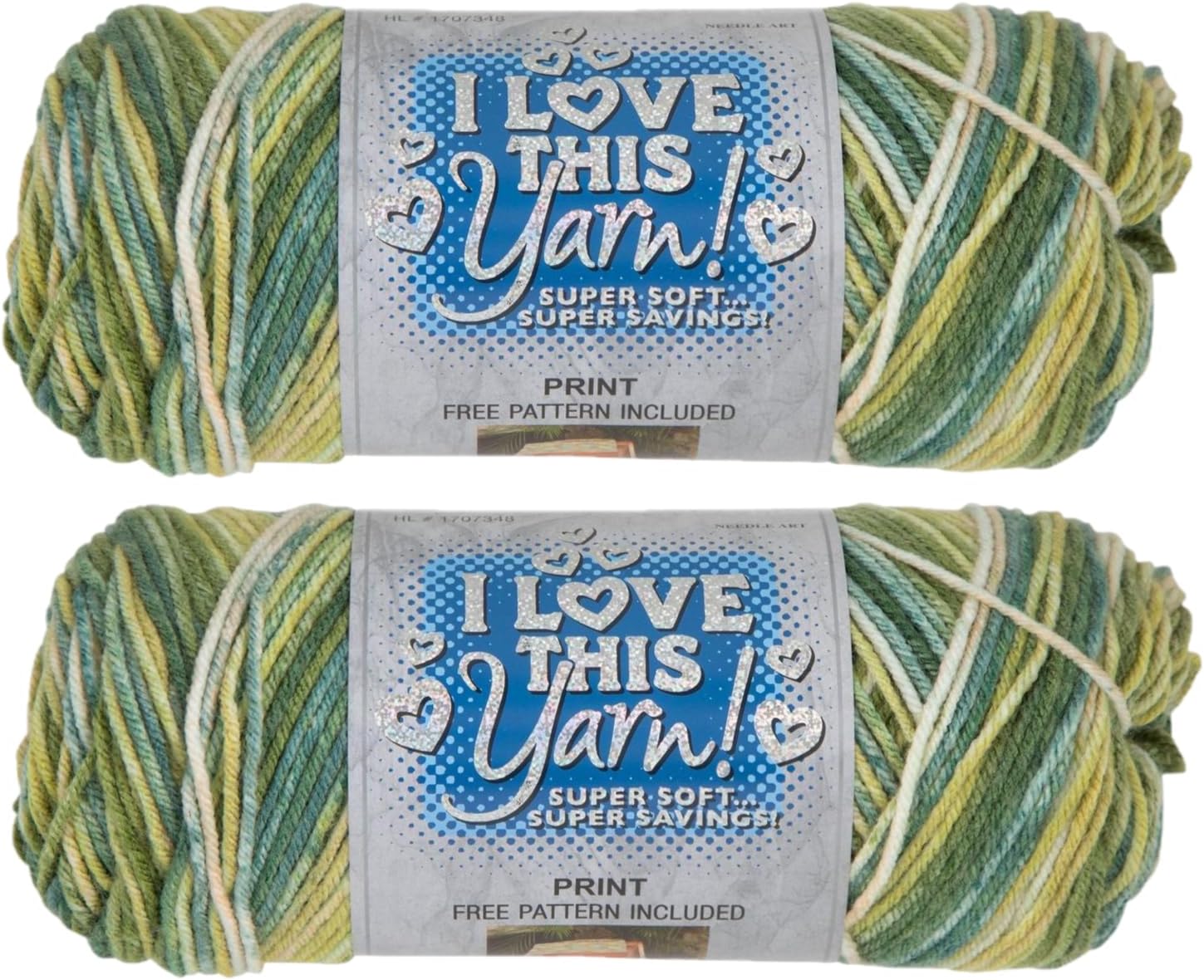 Hobby Lobby Print I Love This Yarn, 490 Spring Green, Set of 2 | 4 Medium Weight, 252 Yards Per Skein