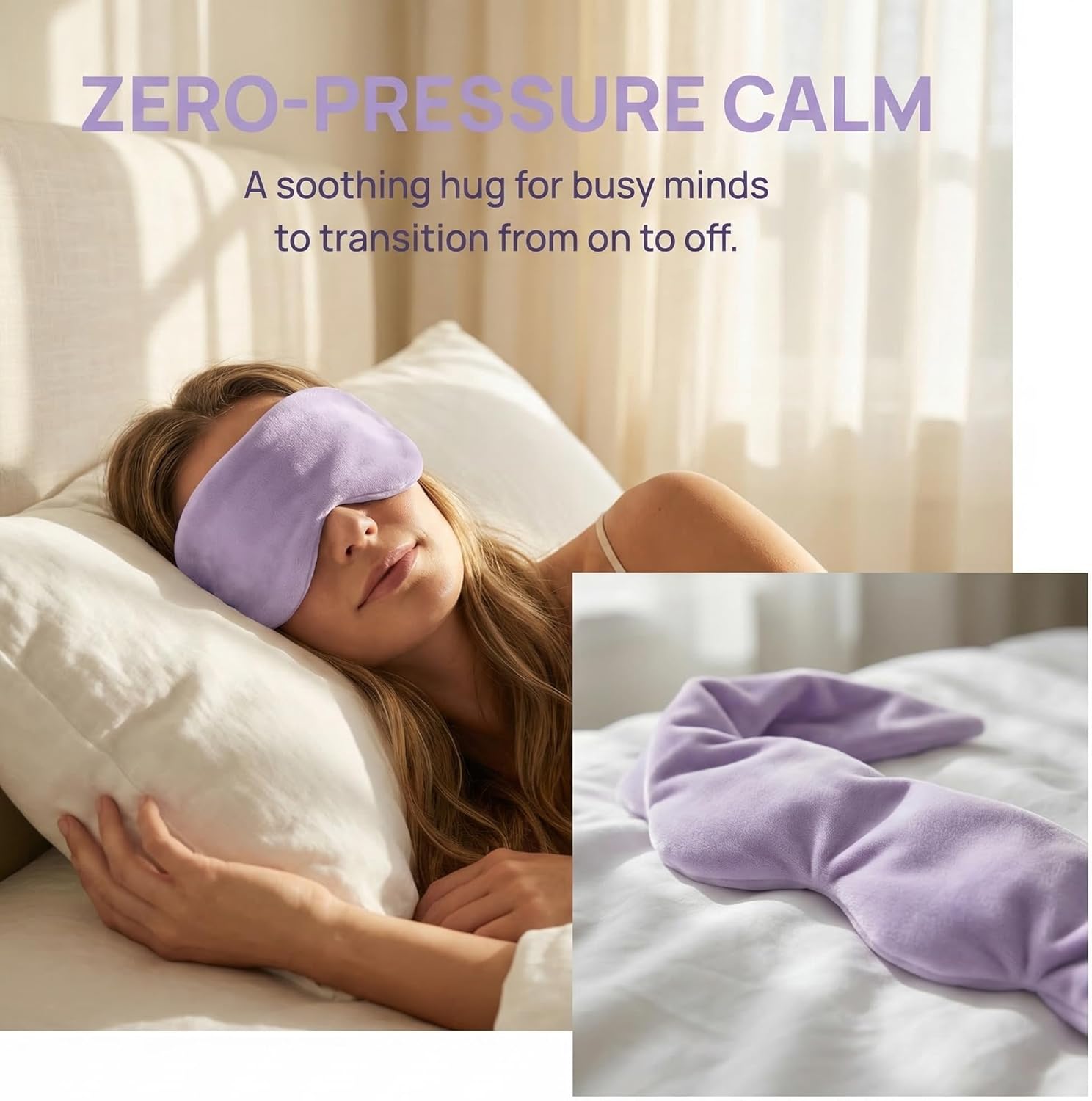 Weighted Eye Mask - Premium Plush Herbal Sleep Mask with 0.5 lb Naturally Lavender Pack for Heat or Cold Use, Contoured Full-Wrap Comfort, 100% Blackout for Rest & Travel (Lavender)