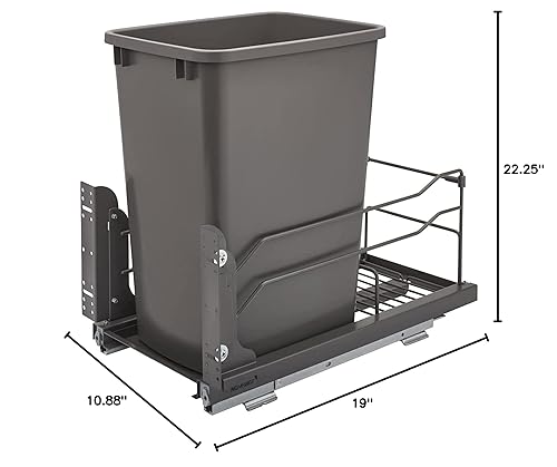 Miniatura 10 de Rev-A-Shelf 53WC-1535SCDM-113 - Armario de base de cocina individual de 35 cuartos de galón, contenedor de basura extraíble con toboganes de cierre
