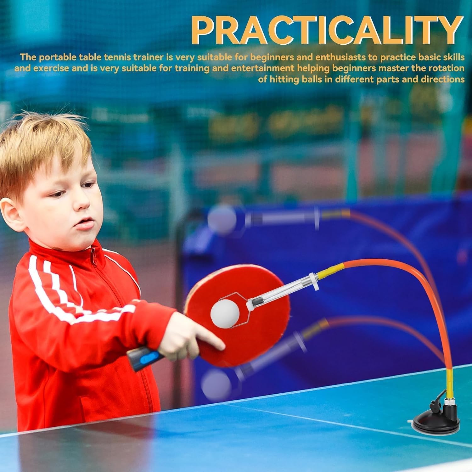 HERCHR Table Tennis Training, Professional Ping Pong Trainer with Suction Base, Table Tennis Training Device Rebound Ball Machine for Beginners