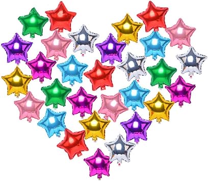 Pack of 20 Assorted Color Small 5 Star Helium Foil Balloons for Wedding Birthday Anniversary Graduation Party Decoration 5 Inch