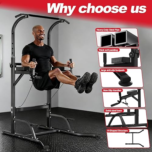 Miniatura 6 de Pull Up Bar Power Tower Dip Station, Adjustable Strength Training Equipment for Home Gym Workout, Multi-Function Pull Up and Dip Bar