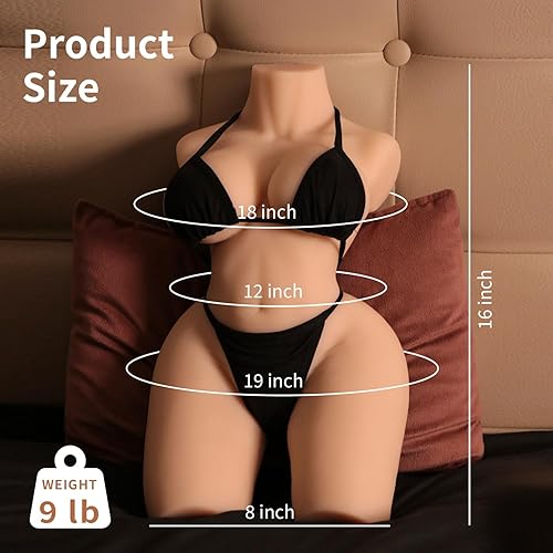 Miniatura 2 de Baquick Muñeca sexual para hombres, 9 libras, juguetes sexuales para adultos, TPR, tamaño reducido, doble canal, realista, coño, juguete anal,