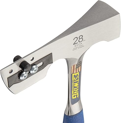 Miniatura 3 de ESTWING Shingler's Hammer - Herramienta para techadores de 28 onzas con cara fresada y agarre de reducción de golpes, E3-CA