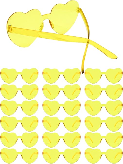 18 Pairs Heart Sunglasses Rimless Heart Shaped Glasses Bulk Pack for Women Colored Party Birthday