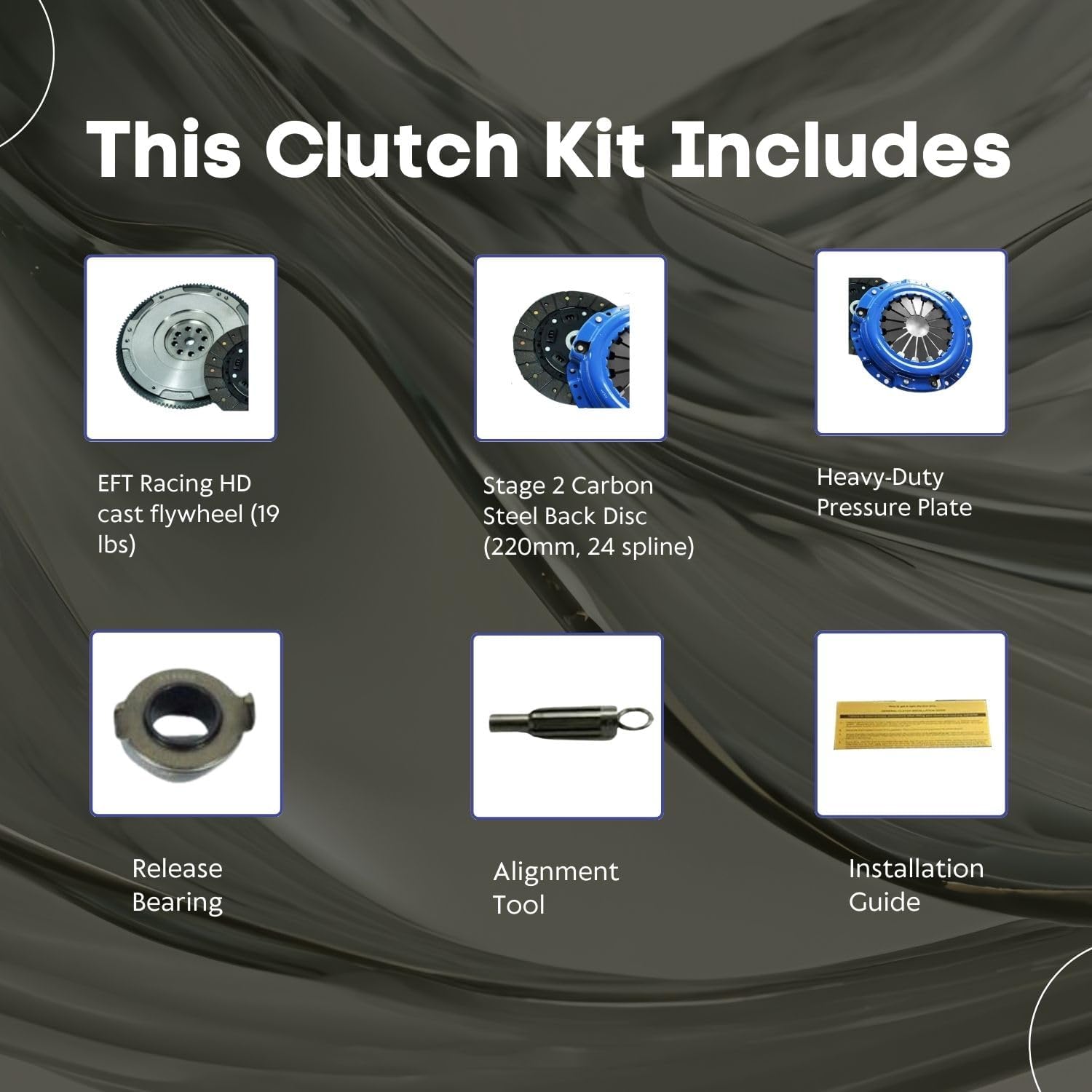 EFT Stage 2 Clutch Kit with HD Flywheel for Honda Acura CL, Accord, Prelude 2.2L, 2.3L - Tough Sprung Center with Carbonized Friction Material - CNC Machined Castings - 12 Month Brand Warranty