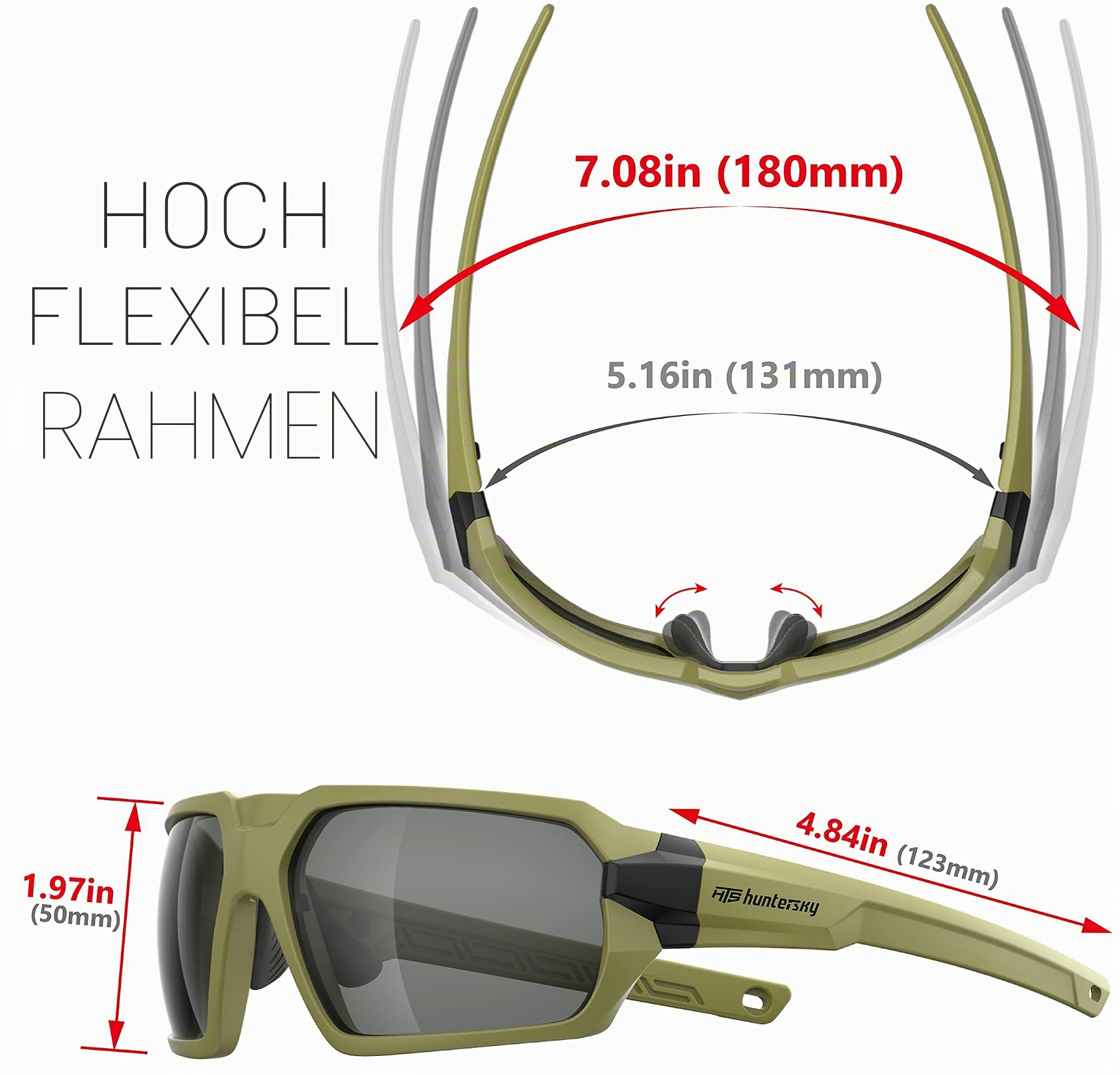 HTS HUNTERSKY Ballistische Taktische Schutzbrille mit Aufprallschutz Antibeschlag Militärqualität geeignet für Schießsport Airsoft.