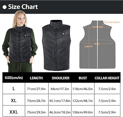 Miniatura 7 de SETTOK Men's Women's Heated Vest with 9 Heating Zones, 10000mAh Battery Pack Included, Lightweight Warm Electric Vest for Men