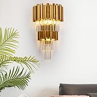 Vista 1 de WABON Moderno aplique de pared de cristal de iluminación de 3 luces de oro aplique de pared de cristal pasillo lámpara de pared para sala de estar