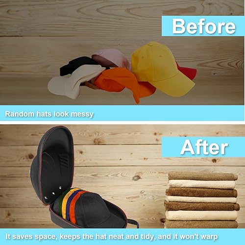 Miniatura 4 de Glamgen Funda rígida para gorras de béisbol, funda de viaje con 1 gorra de béisbol negra y correa de hombro ajustable, bolsa organizadora