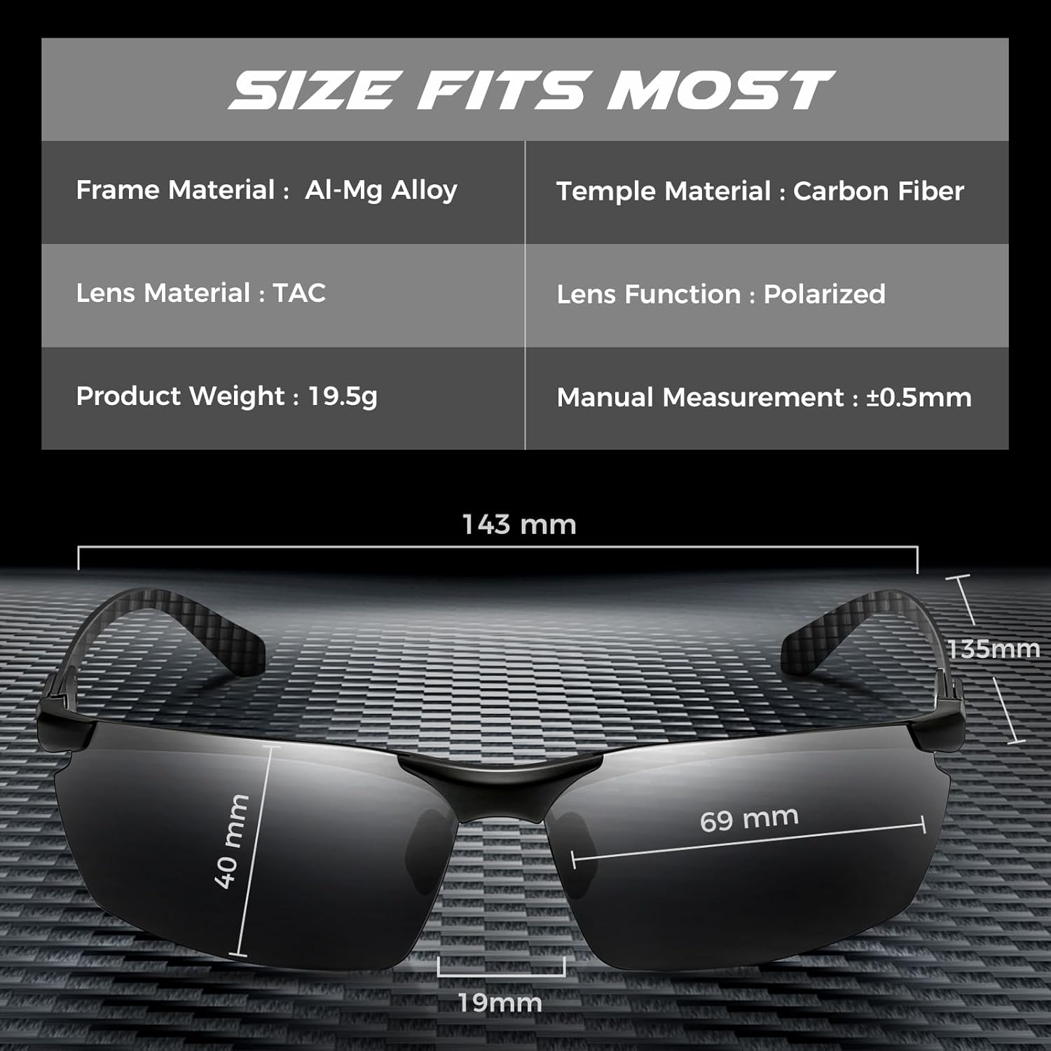 SUNGAIT Carbon Fiber Men’s Sports Polarized Sunglasses for Driving Fishing Running Gifts Eye Protection - Image 6
