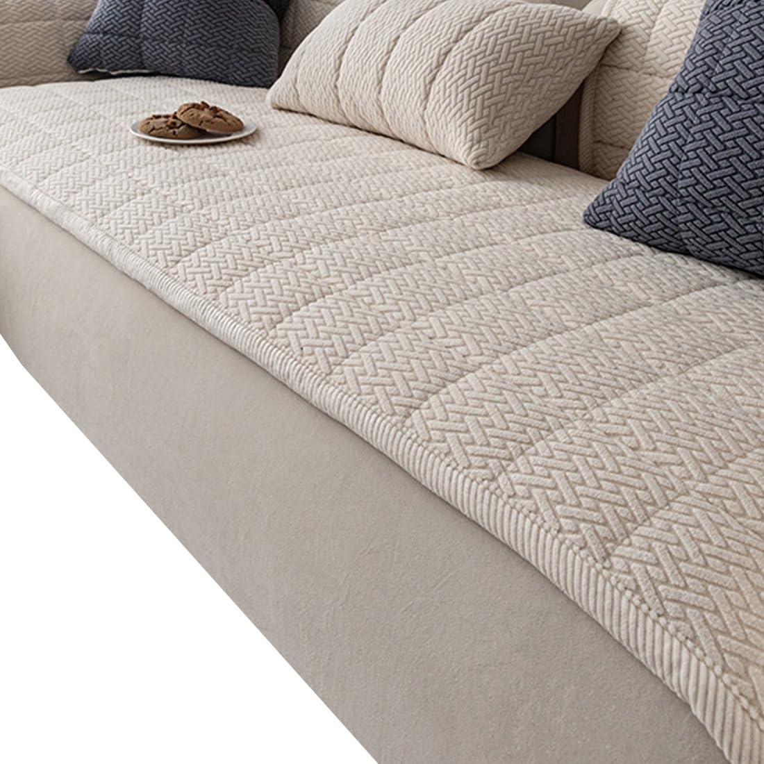 Housse de canapé beige 70x120cm antidérapante et épaisse pour chien