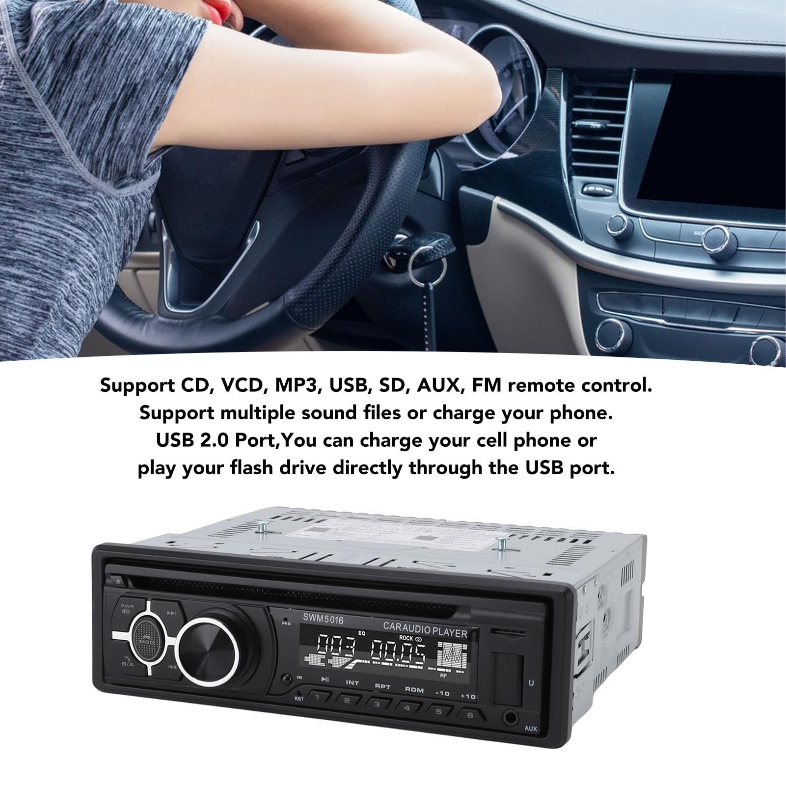 Samochodowy Odtwarzacz DVD, Stereofoniczny Odbiornik Radiowy USB Bluetooth MP3 z Pilotem, do Samochodów Ciężarowych Obsługa Kamperów DVD MP3 MPEG4 VCD Odtwarzanie JPEG