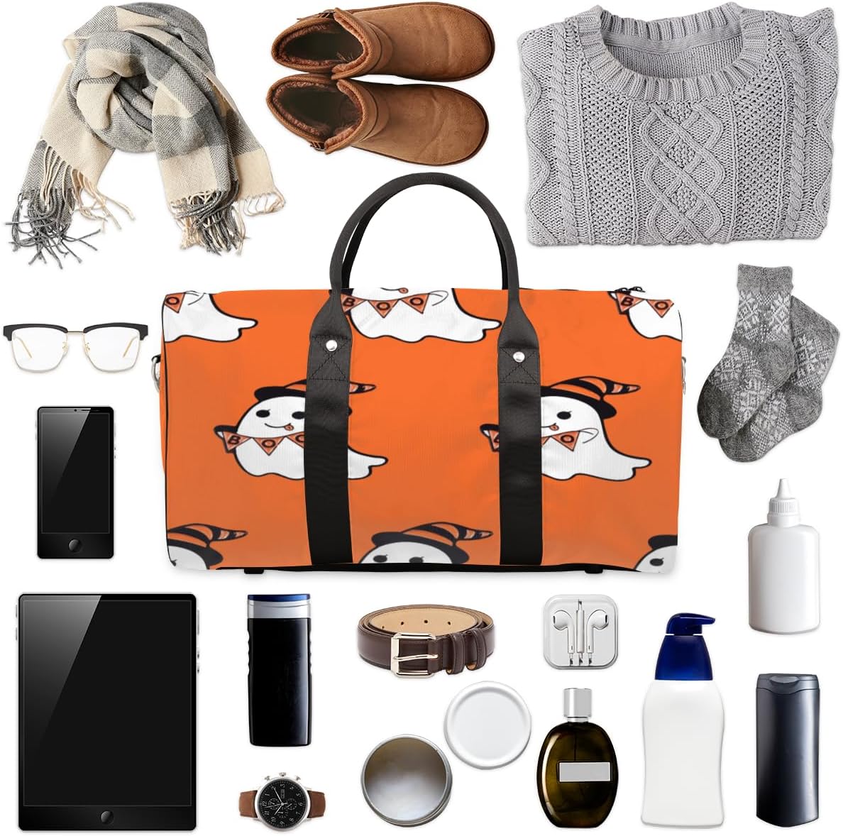 Halloween Cute Animals Travel Duffel Bag for Women Men Large Capacity Overnight Weekender Bags for Lightweight Waterproof Sport Gym Bag for Workout Yoga Swim