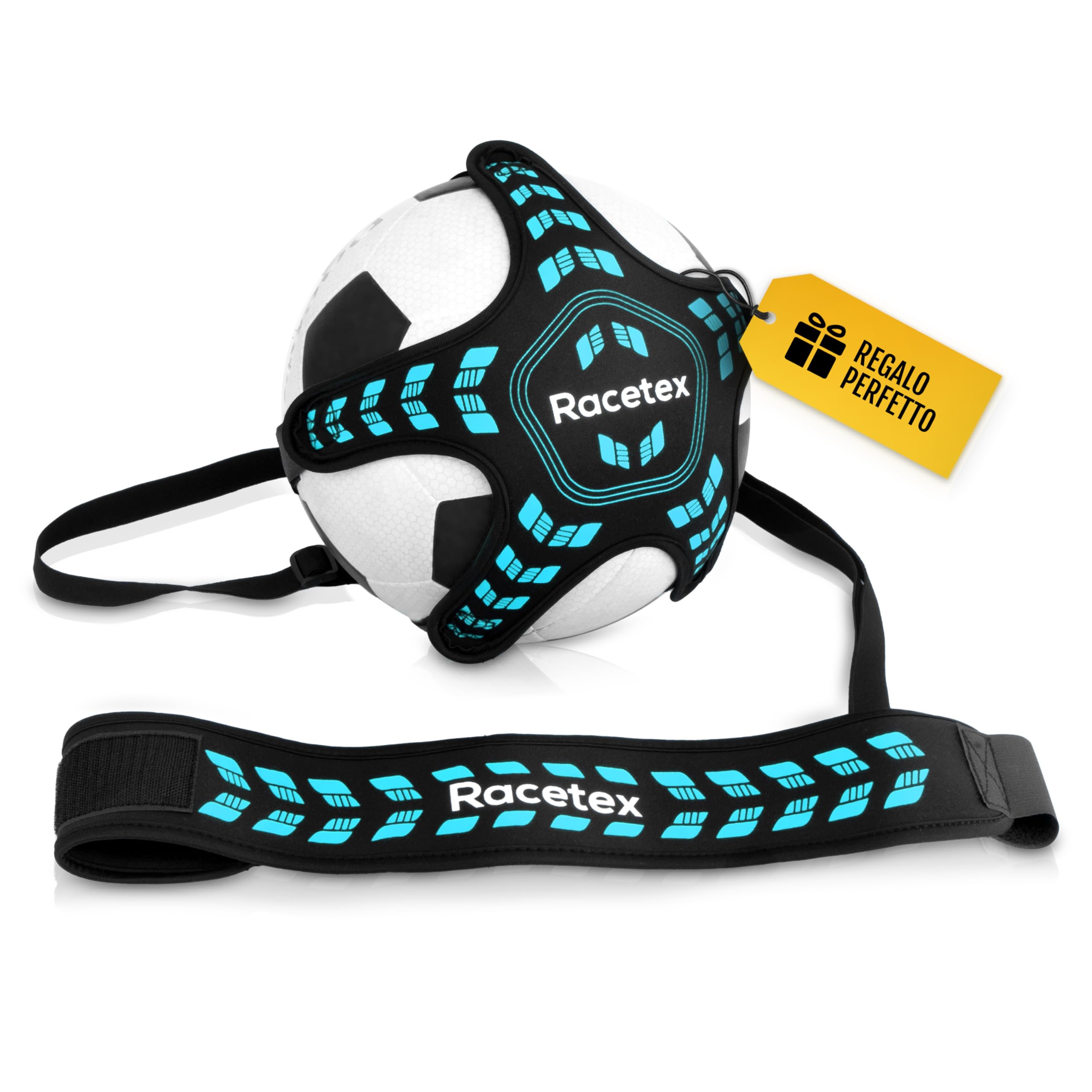 Racetex Allenatore di calcio con corda [lunghezza regolabile] – Il dispositivo di allenamento perfetto per calciatori – Accessori per calcio – Cintura per allenamento calcio – Idea regalo