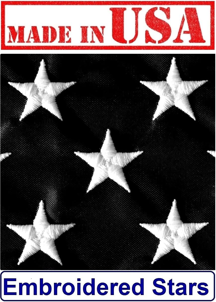 US Flag Factory 3x5 FT American Thin Blue Line Flag (Embroidered Stars, Sewn Stripes) for Police Officers - Blue Lives Matter Flag - 100% Made in America - Outdoor SolarMax Nylon