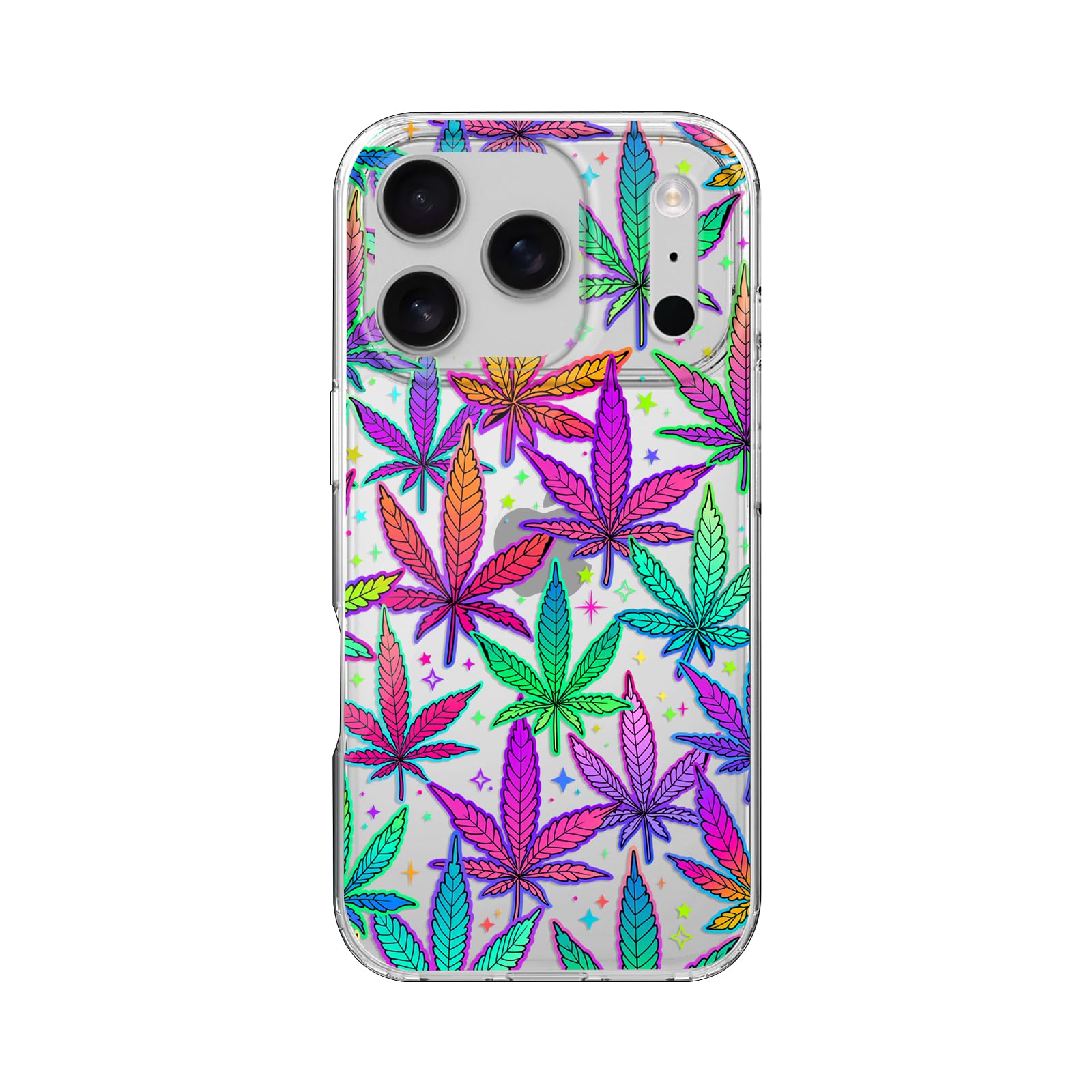 Coque de protection transparente antichoc fleurs de chanvre colorées i17 Pro