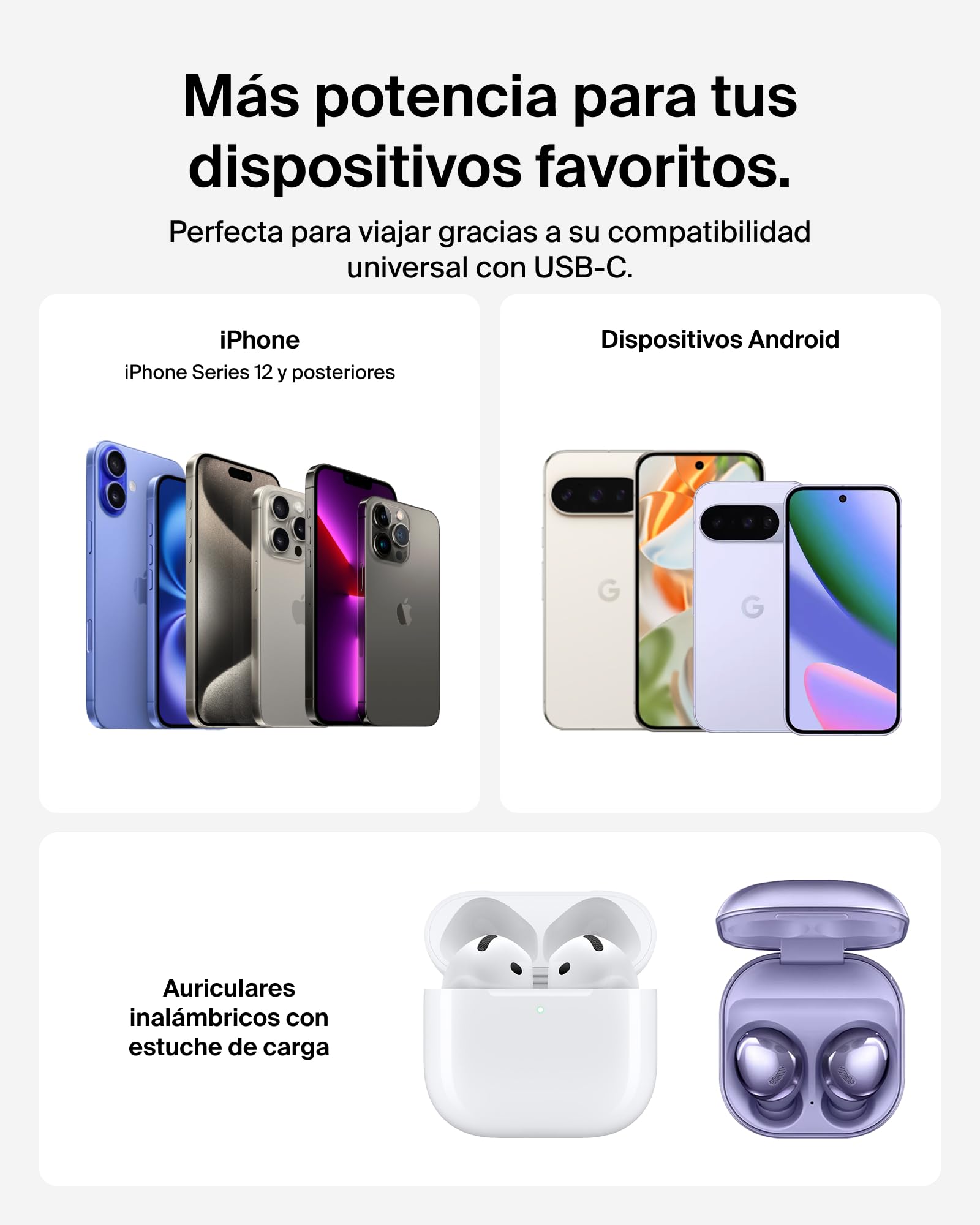 Belkin BoostCharge Batería Externa Magnética 10000mAh 1 Puerto USB-C Blanco | Power Bank 10000 mAh, Anillo Magnético, 2 Puertos USB-C, Cable Incluido, Autorizada como Equipaje de Mano, Batería Portátil