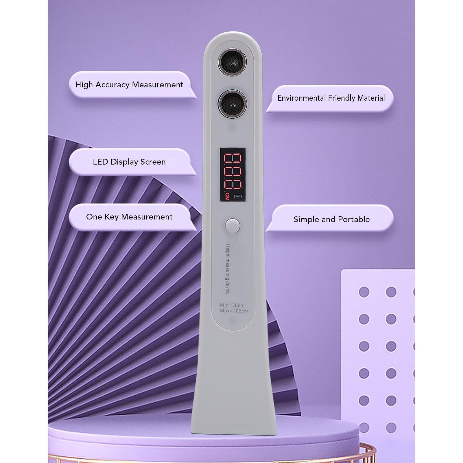 Mémètre De Hauteur De Corps Électronique, Abs Portable Rechargeable Rechargeable Hight Hight Précision Mesure Du Dispositif De Compteur De Hauteur Humaine Avec Grand Écran