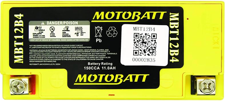 MotoBatt DB Electrical MBT12B4 Battery Compatible With/Replacement For Motobatt Battery 11Ah,Ducati, Triumph, Yamaha Motorcycle