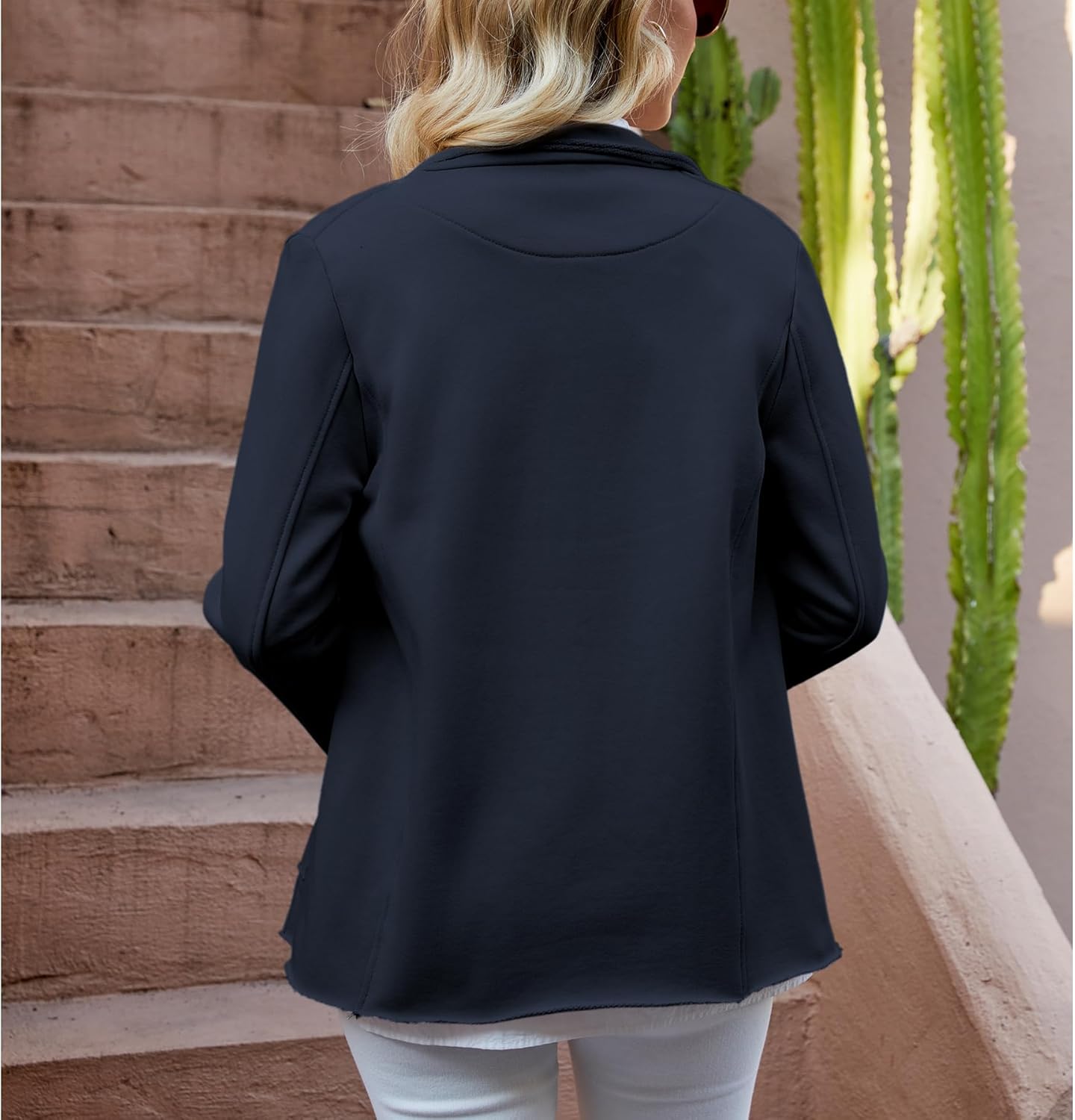 Ainangua Classic Trench Coats for Women Double Breasted Belfast Fleece Peacoat Jackets Essentials Fall Winter Coat - Image 2