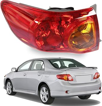labwork Left Driver Side LH Tail Light Lamp Assembly Replacement for Toyota Corolla 2009 2010 Outer Rear 8156002460 TO2800175