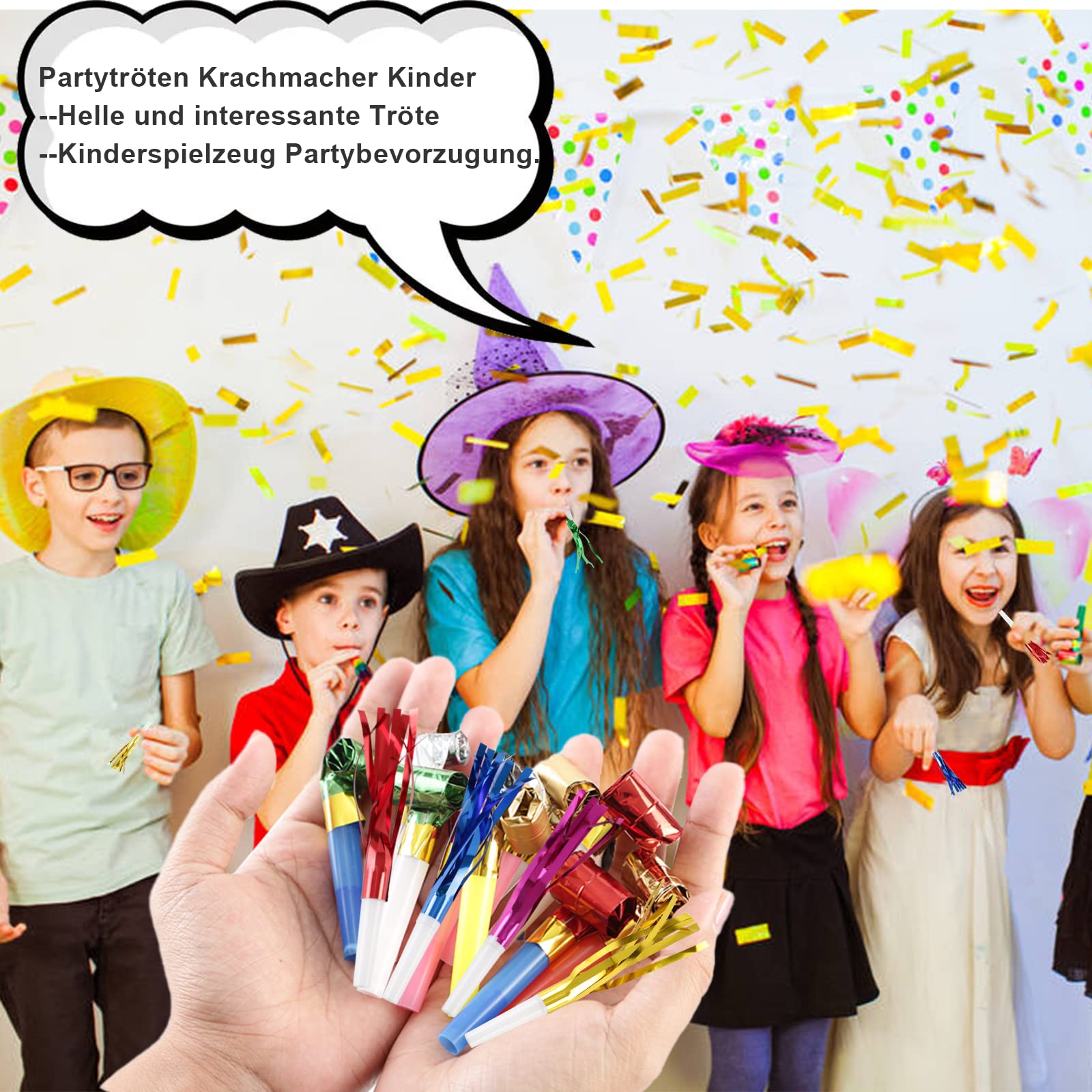 20 Stück Partytröten - Bunte Luftrüssel Für Kindergeburtstag & Fasching | Lautstarker Partyspaß