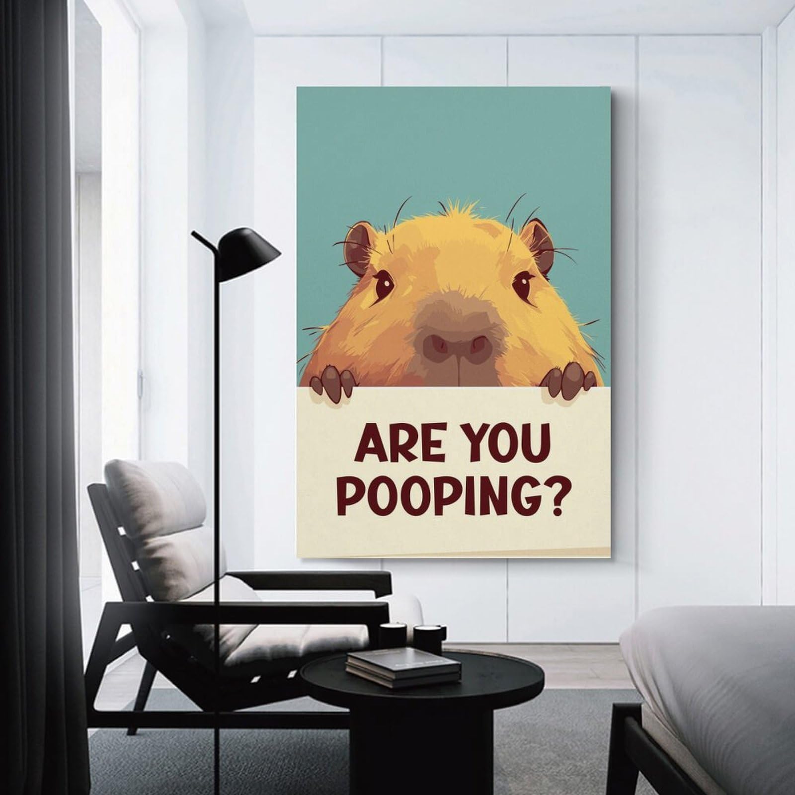 Junmoney Unframe-Style-12 Decorative Wall Artwork Capybara Greeting Card, 20X30inch(50X75cm), For New Homes, Bedrooms Or Workspaces, Canvas Artwork With Gifting Potential