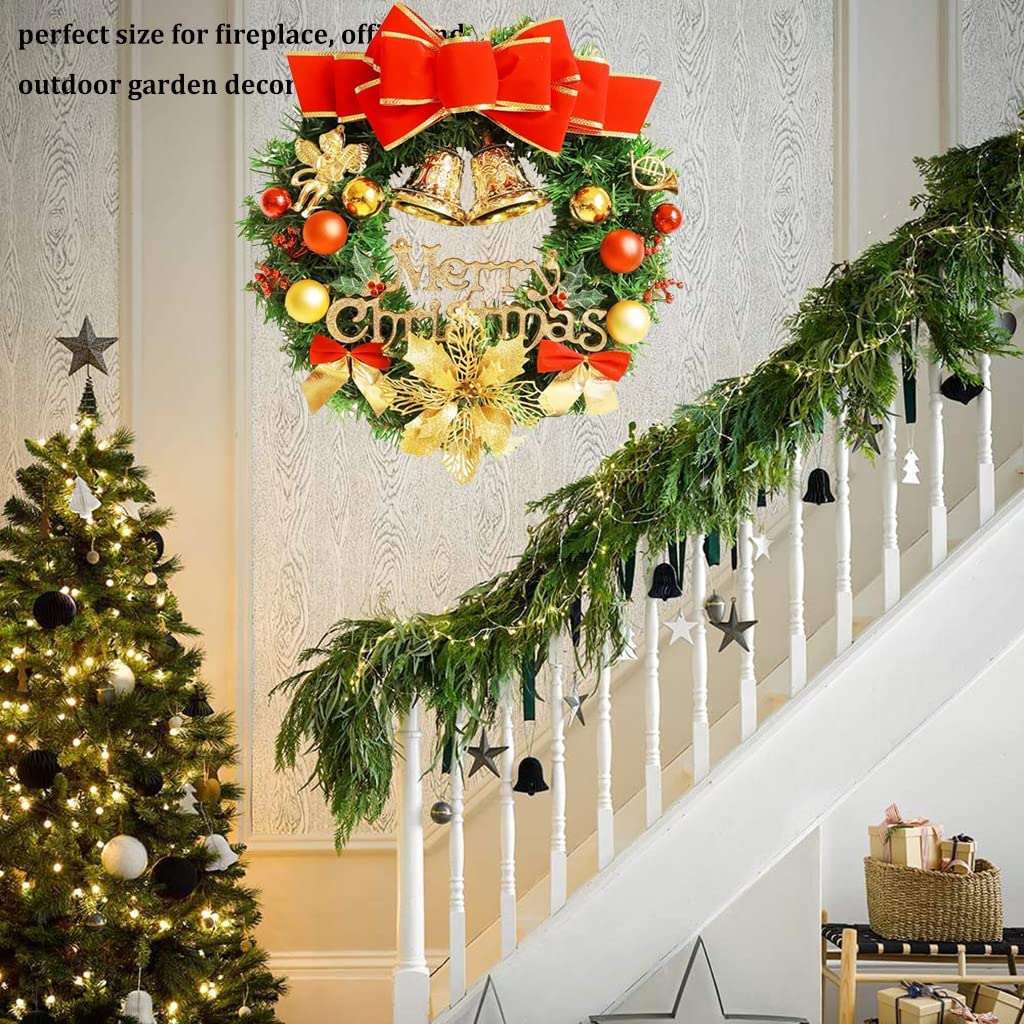 Amazon.co.jp: クリスマスリース 赤いリボンの鈴が付いた