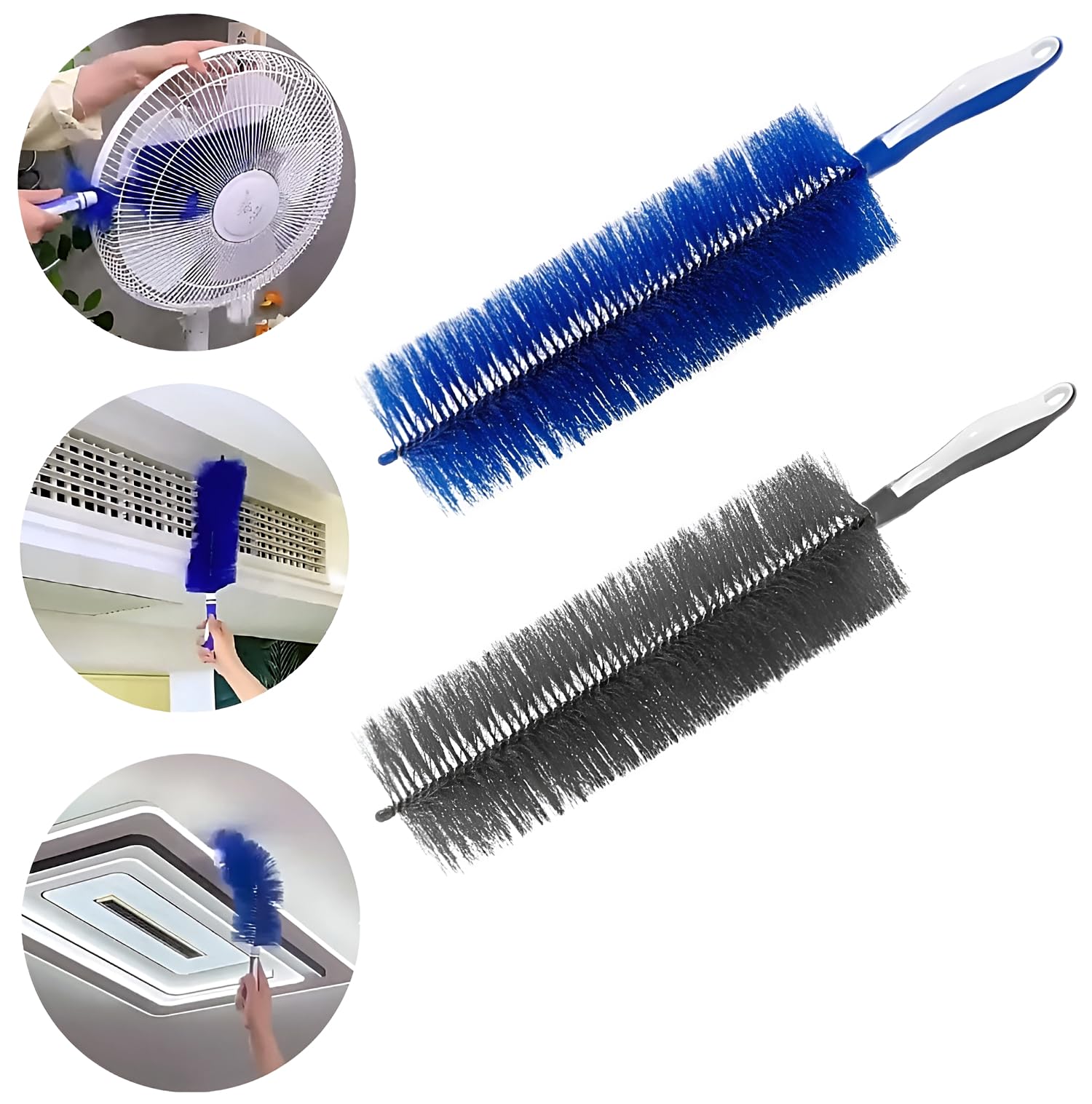 Flexible Fan Cleaning Brush, Bendable Fan Duster, Microfiber Dust Collector, Multifunctional Household Cleaning Brush, Reusable for Stand Fan, Air Conditioning, Car Vents, Blinds (2 Pack)