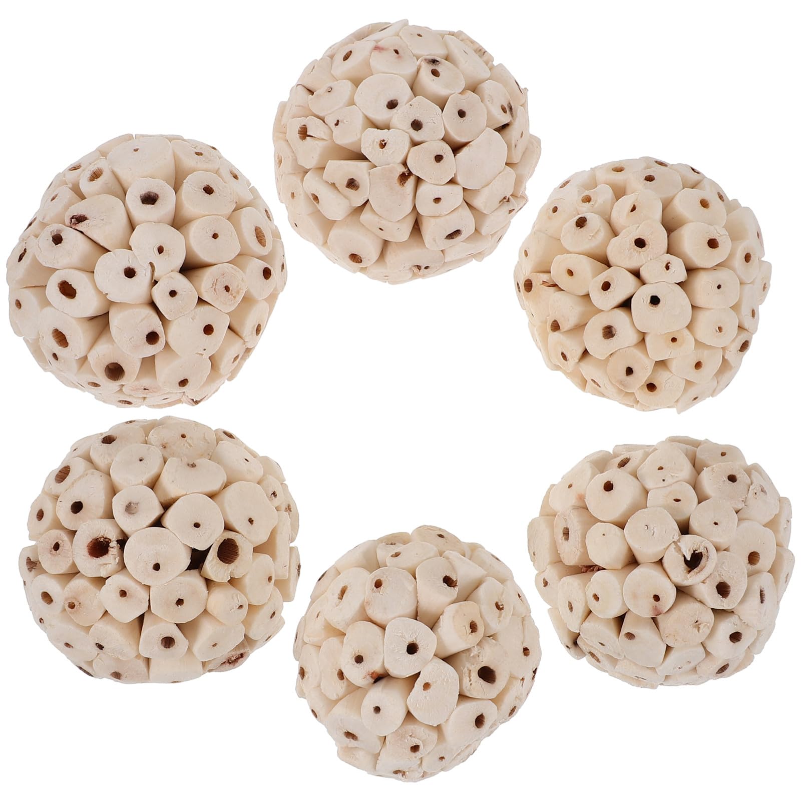 DOITOOL Juguetes para Masticar para Hámster y Pájaros Pequeños, Esferas Comestibles Suaves de Madera Natural, Cuidado Dental y Reducción del Aburrimiento, 6 Piezas