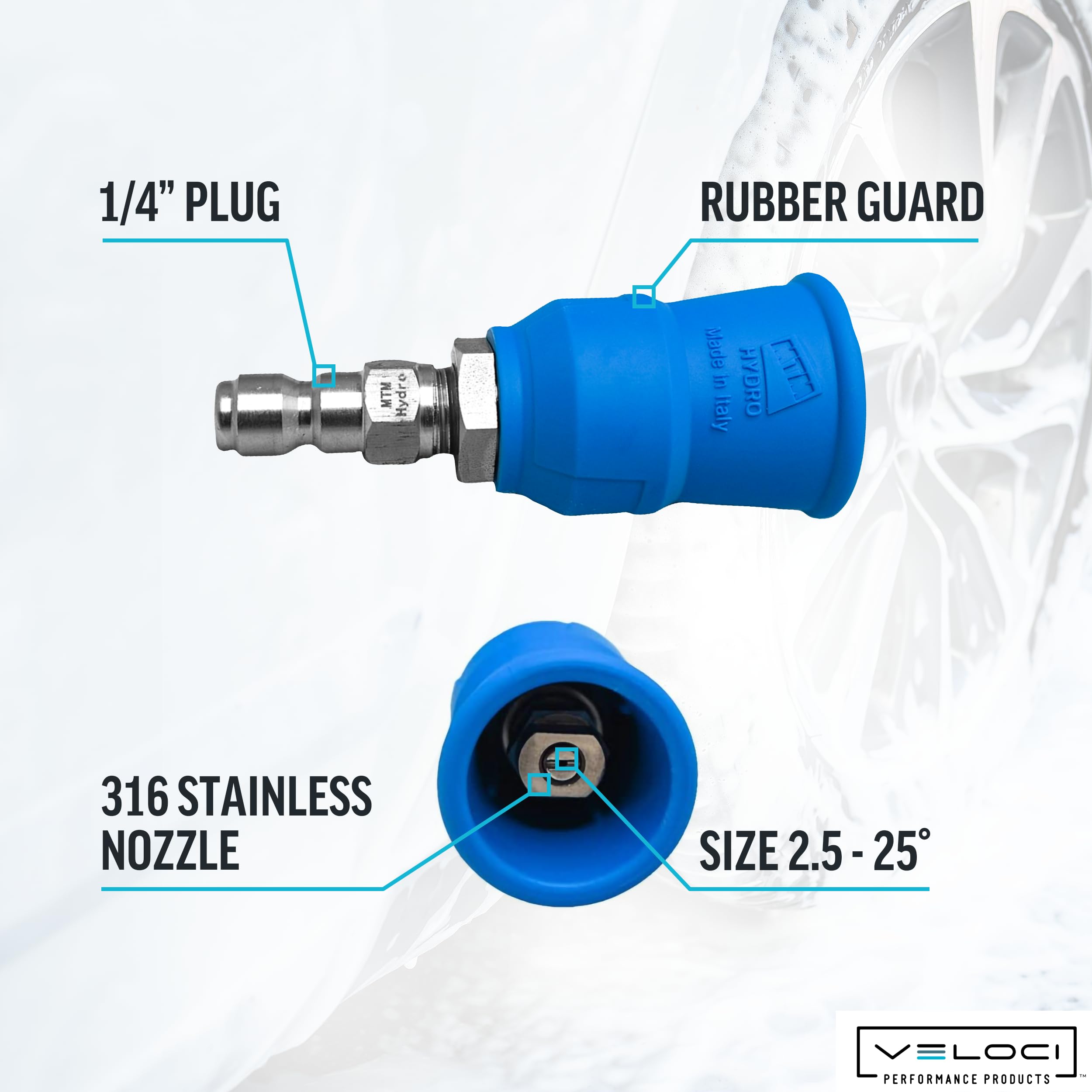 MTM Hydro Acqualine - Supporto per ugelli per idropulitrice con attacco rapido da 6,35 mm, 25 gradi, grado commerciale