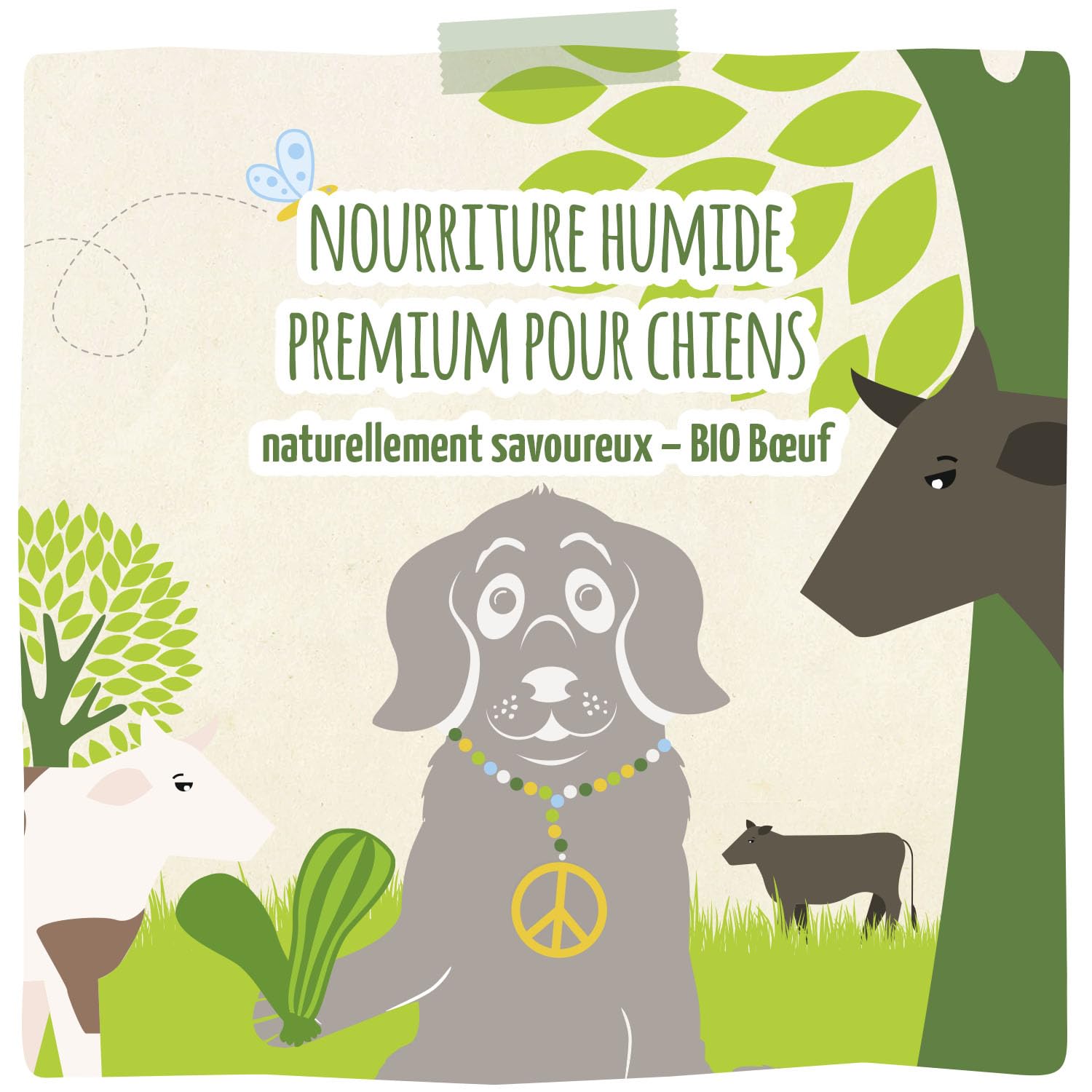 MjAMjAM - Nourriture humide premium pour chiens - naturellement délicieuse - BIO boeuf aux courgettes,paquet de 6 (6 x 200g), sans céréales avec extra viande