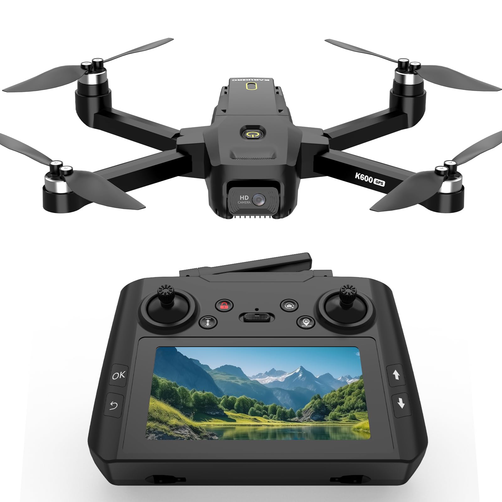 Drone GPS con Telecamera Adulti Principianti,Schermo LCD HD da 4.5" Scheda SD da 32GB,Drone Seguimi Professionale Lunga Distanza con Ritorno Automatico,Posizionamento del Flusso Ottico,3 Velocità