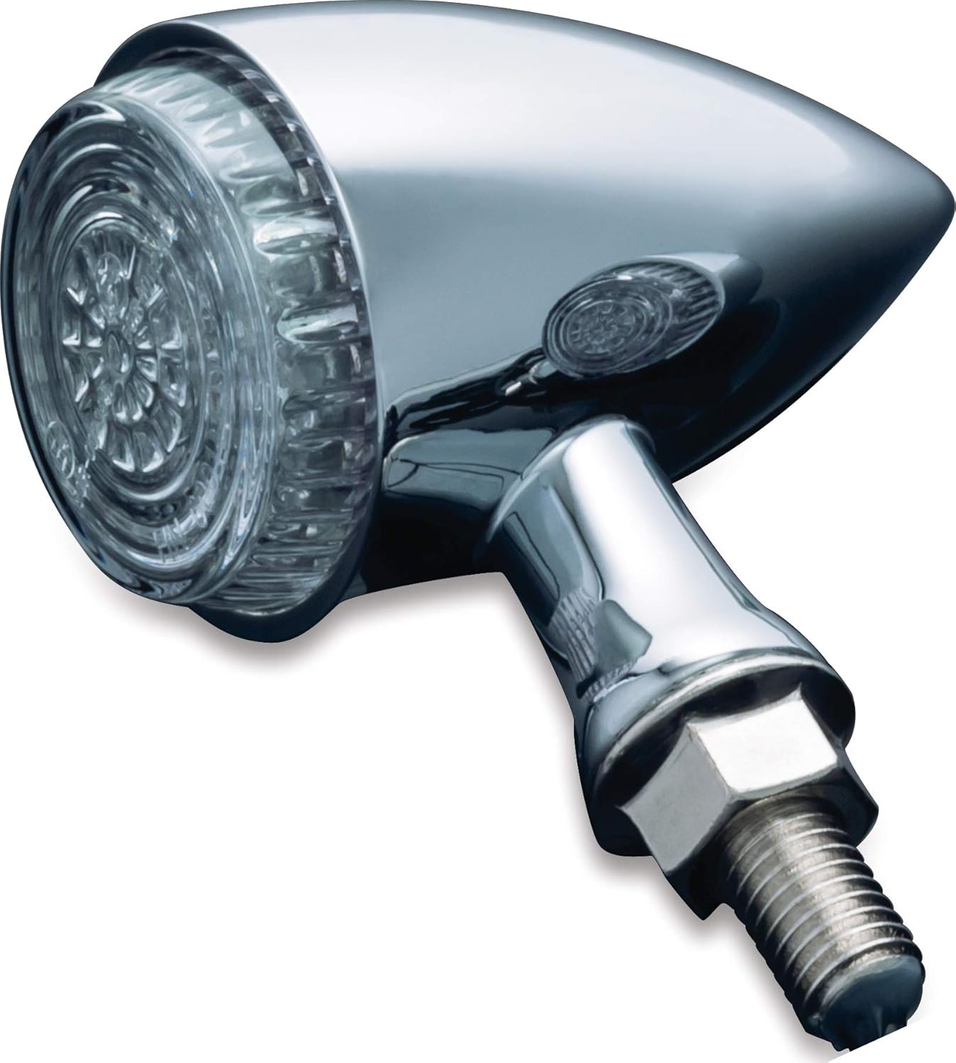 Kuryakyn 2508 Torpedo/Bullet Style Motorcycle LED Lights with Clear Lenses: Front Position Turn Signal/Blinker Indicators, Chrome, 1 Pair