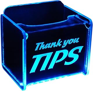LED Glowing Tip Jar- Sprint Font Design - LED Tip Box-LED TipBox™ -Tip Jar for Musician-Tip Jar for Bartender-Tip Jar for DJ - Dual Powered: 9 Volt Battery or 12 Volt AC Adapter (Yellow)
