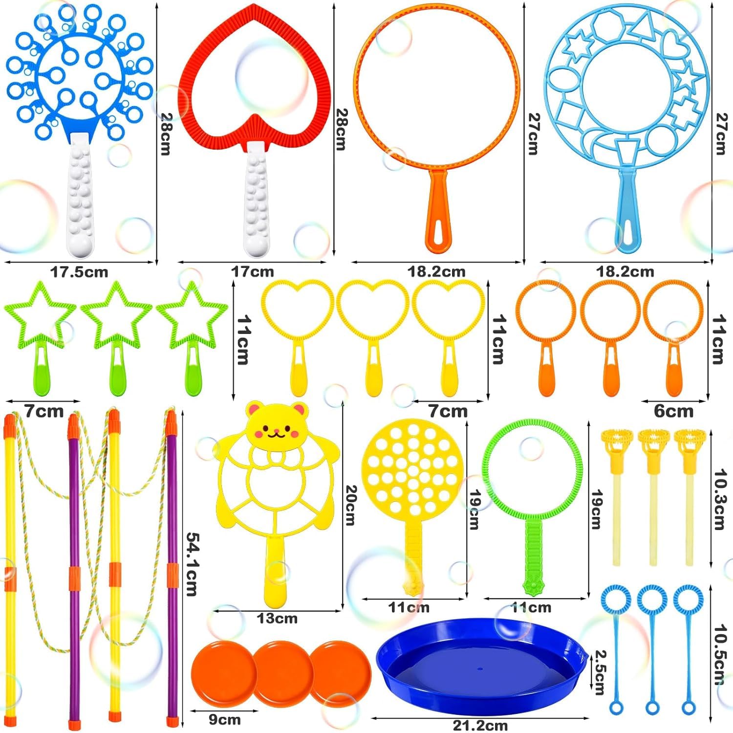 Kit de Pompas de Jabon, 28 Piezas Varita de Burbujas Juego de Pompas Gigantes de Jabón para Niños, Maquina de Burbujas para Juegos al Aire Libre para Niños, Playa, Picnic, Fiestas, Cumpleaños