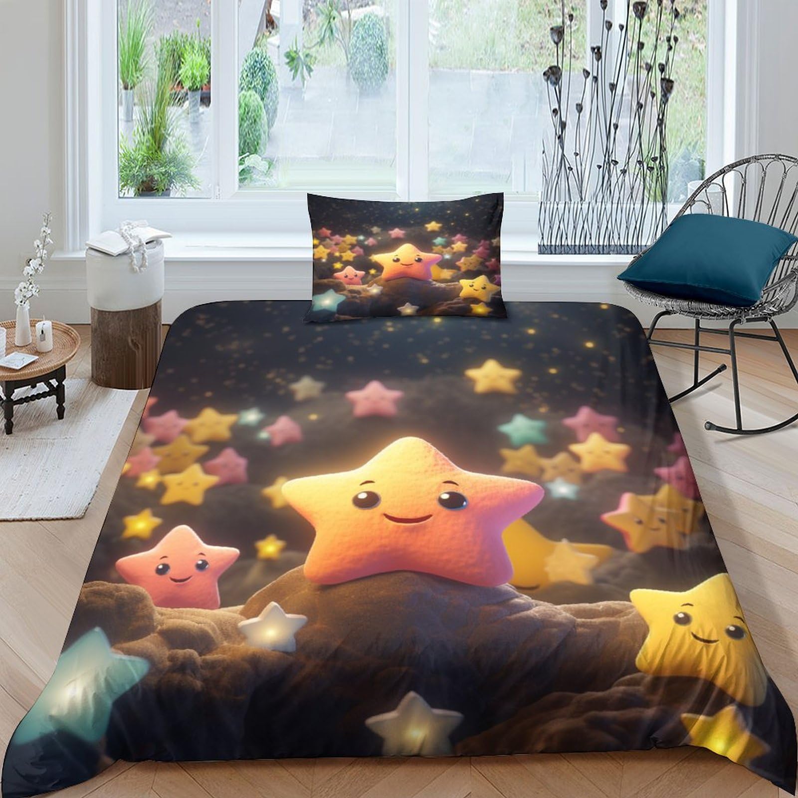 Housses de couettes étoiles mignonnes 3D pour chambre enfant et adulte