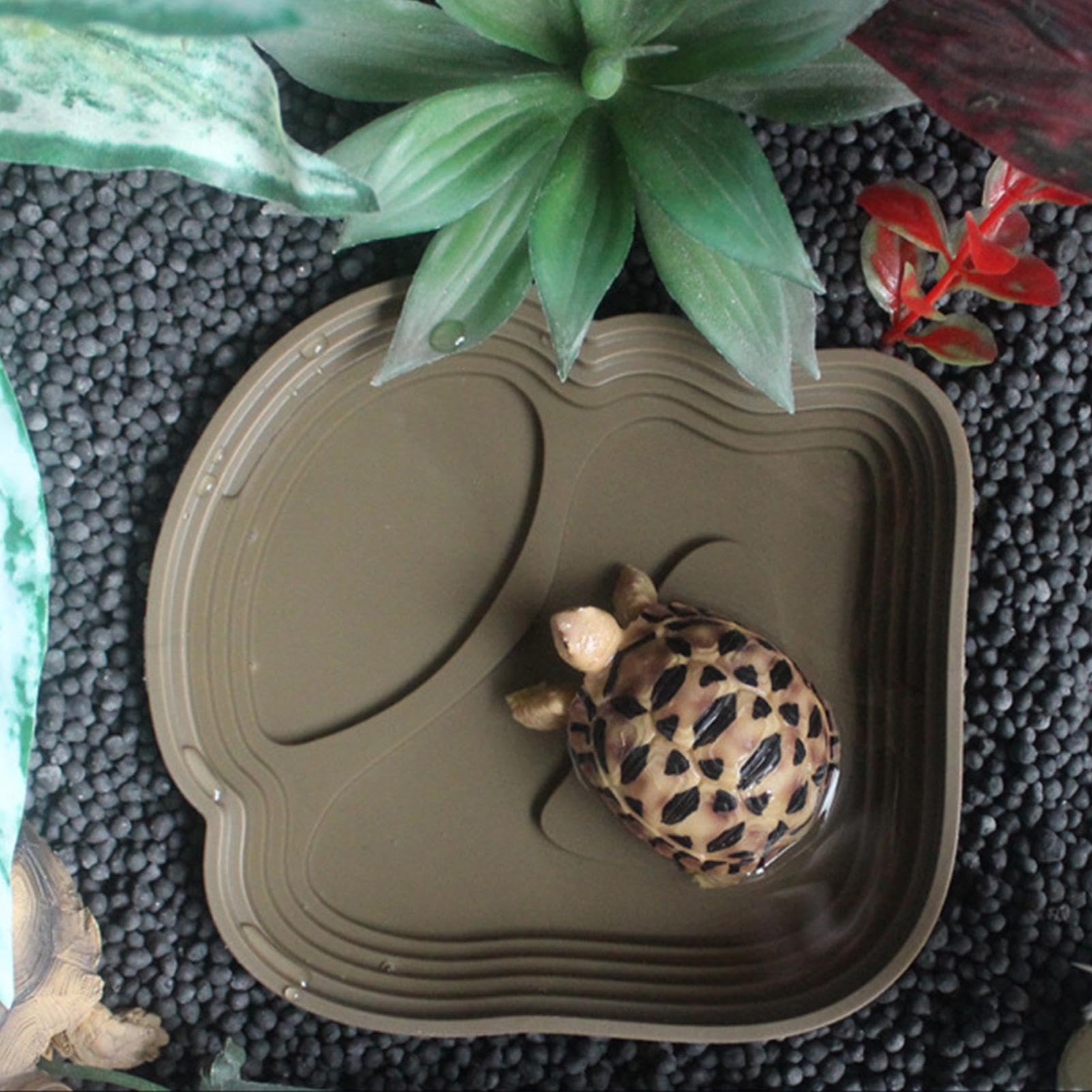 Reptilien Futternapf & Wassernapf, 2-teilig, Blatt-Design – Für Schildkröten, Echsen, Schlangen