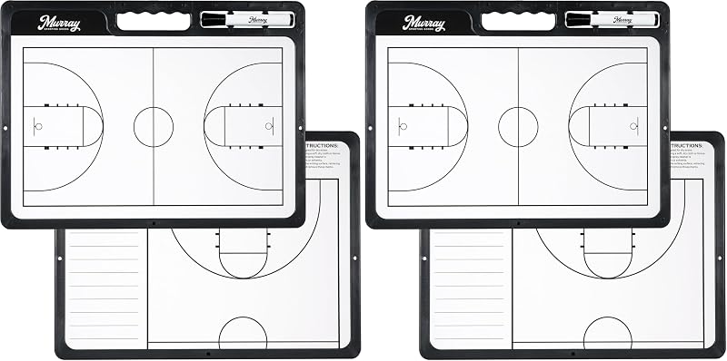 Murray Sporting Goods Pizarra blanca Portapapeles premium para entrenadores de baloncesto | Pizarra blanca de baloncesto de doble cara con marcador (paquete de 2)