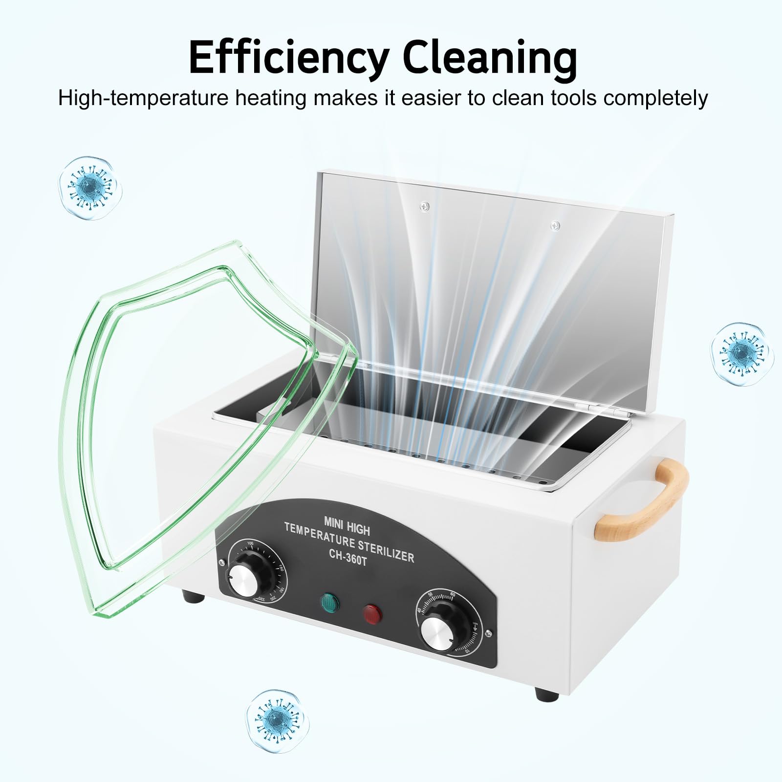 MINRS Sterilizzatore ad aria calda sterilizzatore ad alta temperatura 300 W 220 ℃ sterilizzatore a calore secco con timer regolabile per strumenti per unghie, strumenti cosmetici, cura dei piedi,