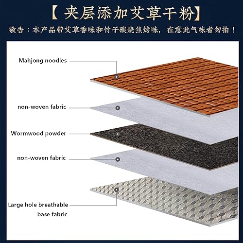 Miniatura 5 de MBROS 3PCS Carbonized Bamboo Summer Sleeping Mat Cooling Mattress Topper Pad and Pillow Shams Sets, Foldable Summer Bed Mat Cool Non-Slip Bamboo