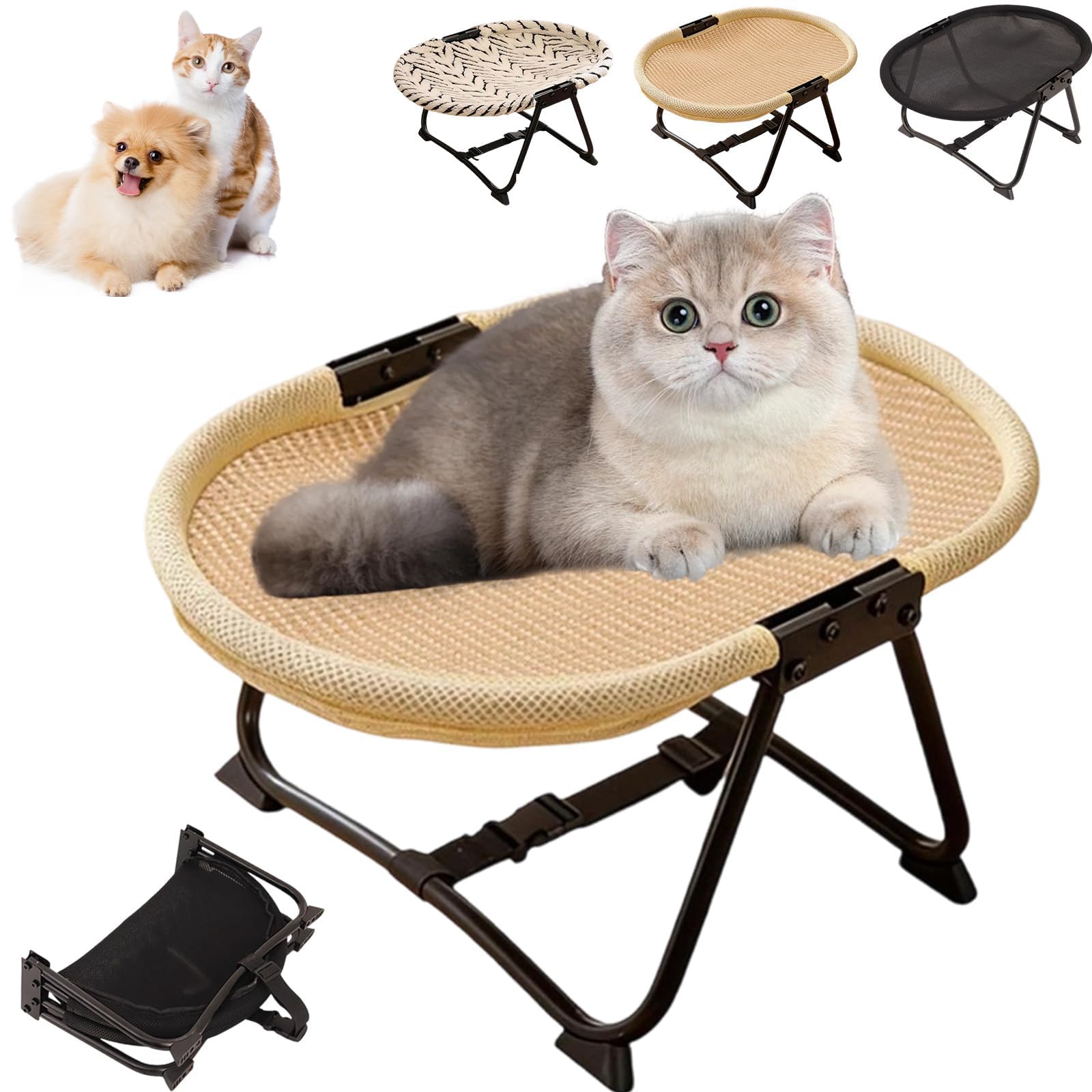 Lit surélevé pour chien pliable en lin idéal pour le camping et le repos des animaux de compagnie