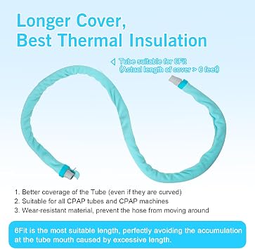 IKSTAR CPAP Hose Cover 6ft [Upgrade]- Full Zippered Insulator Wrap Prevent Rainouts - CPAP Tube Cover Compatible with All Tubing -100% Skin Safe Quality - Soft Fabric Wrap No More Condensation