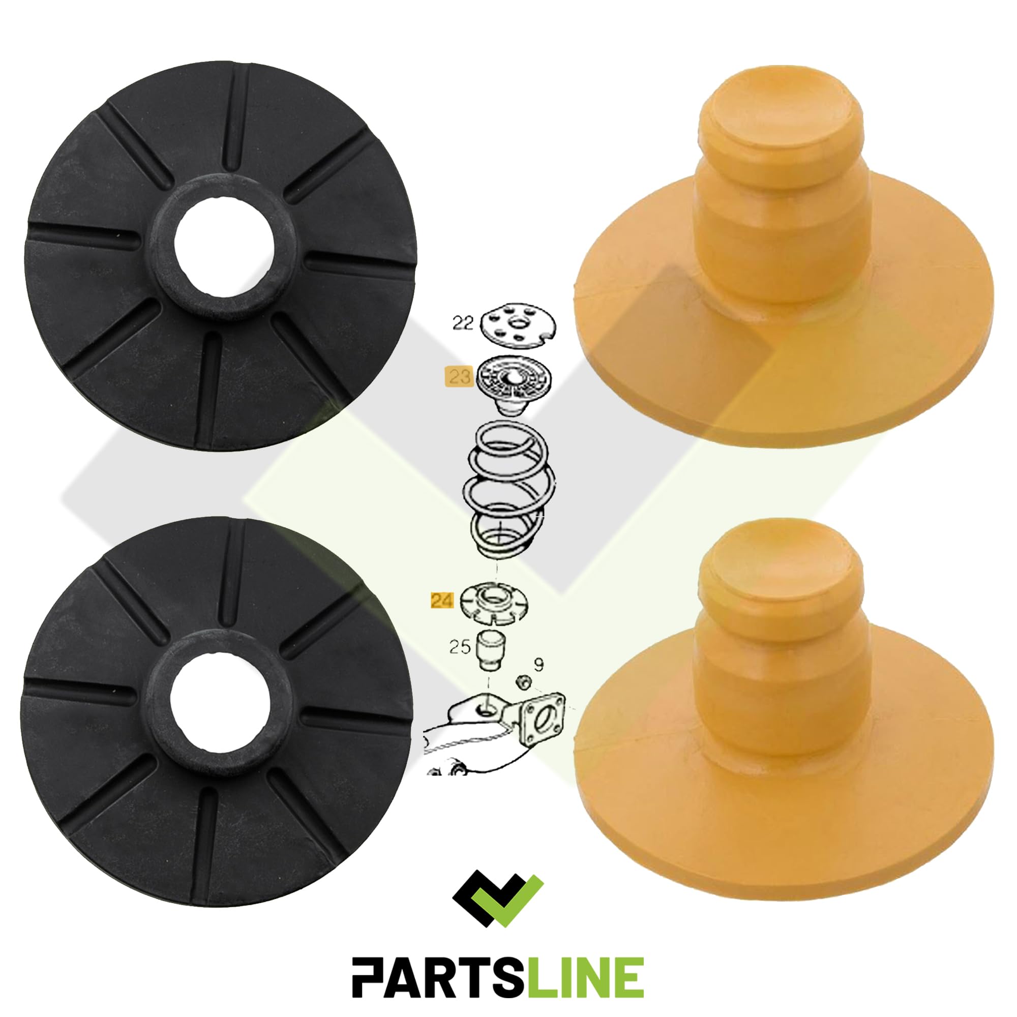 Partsline (Lot de 4) Coupelle inférieure ET supérieure de suspension d'essieu arrière compatible avec Astra G, Astra H, Kadett D, Kadett E, Zafira A, Zafira B 90576351 90305263