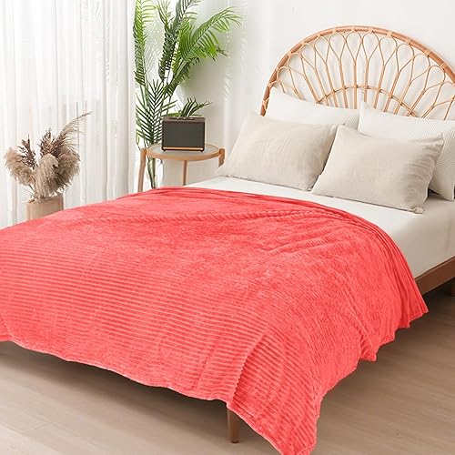 Vista 443 de Vessia Manta de franela de forro polar, 300GSM, acogedora manta a rayas verde salvia para sofá, cama y sofá, cálida y suave, acogedora manta