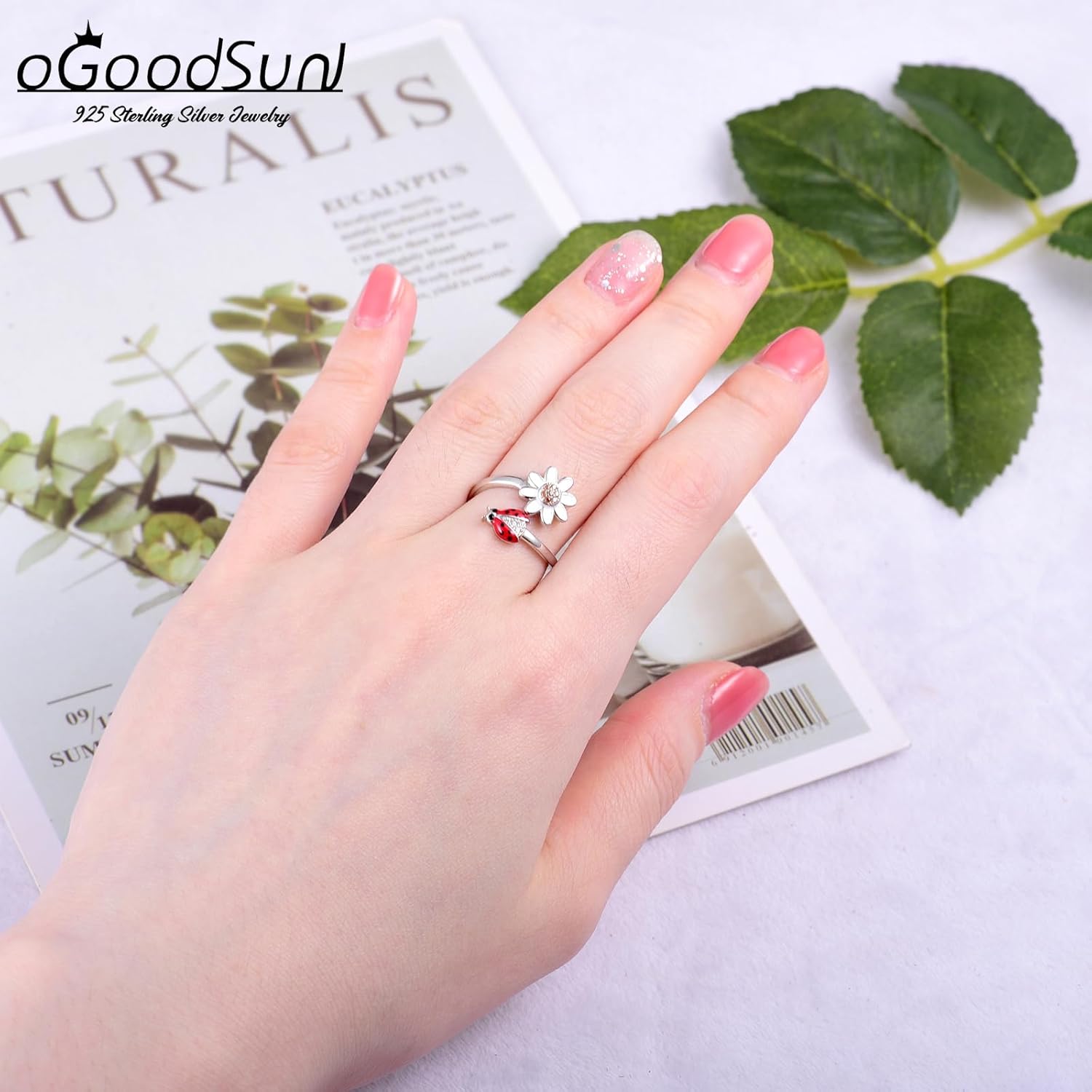 スターリングシルバー てんとう虫 デイジーリーフ ネックレス イヤリング リング ペンダント アンクレット ジュエリー 女性用 娘,