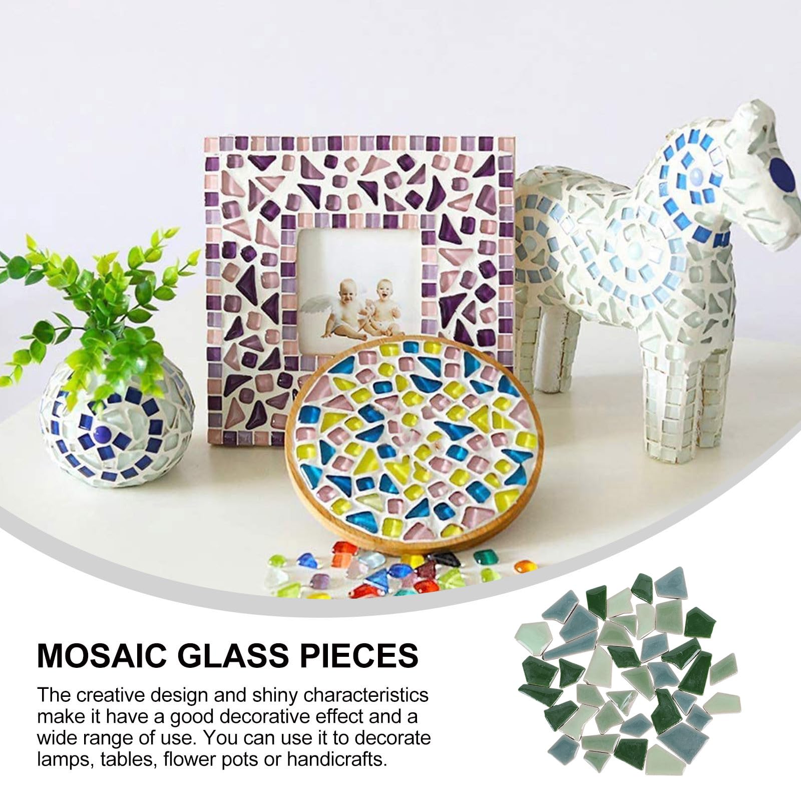 Artibetter Piastrelle di Mosaico Fai da Te 500g in Ceramica Bordi Uniformi e Aspetto Irregolare, Materiale Sicuro per Decorazioni Artistiche a Casa o Giardino